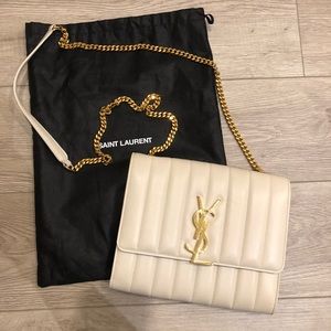 Saint Laurent Small Vicky Leather Wallet on Chain